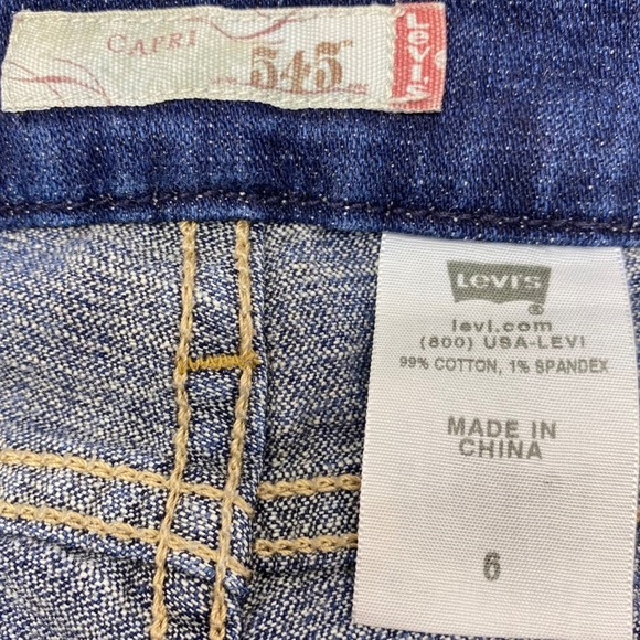 Levis 545 Capri Jeans Womens 6 Blue Dark Wash Low Rise Cropped Denim Pants - Picture 7 of 9